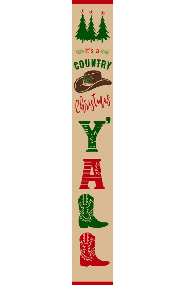 It's a Country Christmas, Y'all (2 boots) Porch Sign
