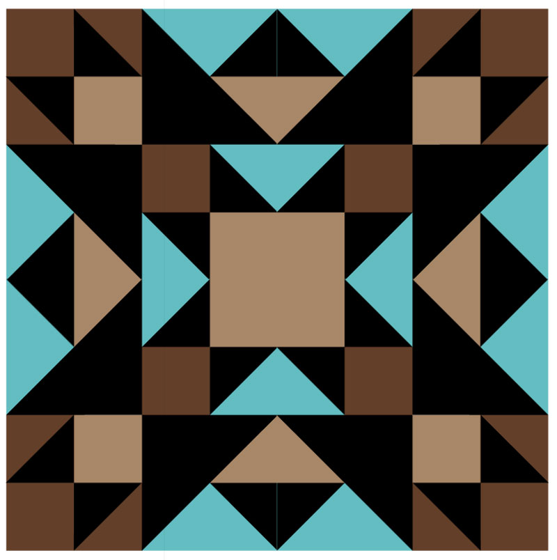 Barn Quilt - Radiating Ohio Star - Brown & Teal
