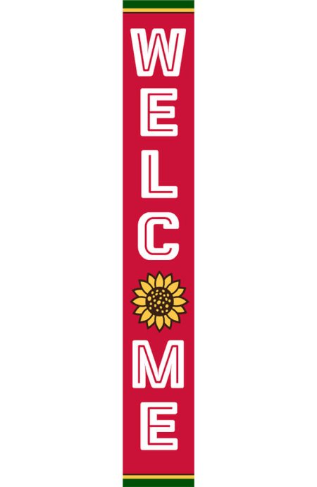 Welcome Sunflower (Red Background) Porch Sign